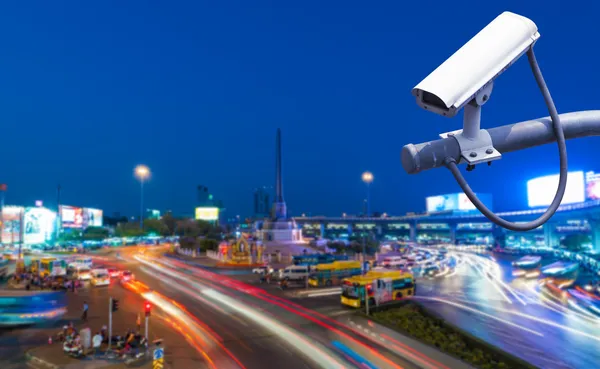 CCTV Camera Operating on road detecting traffic — Stock Photo, Image