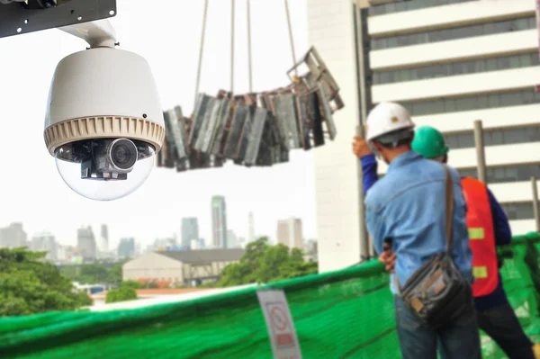 CCTV or surveillance operating in construction site — Stock Photo, Image