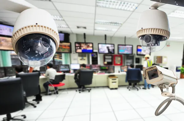 CCTV e sala de segurança de fundo — Fotografia de Stock