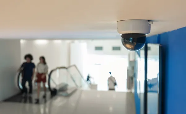 CCTV Camera Operating in building — Stock Photo, Image