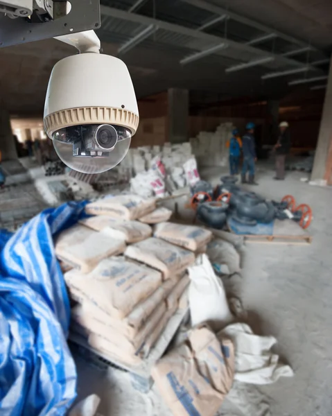 CCTV or surveillance operating in construction site — Stock Photo, Image