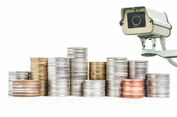 CCTV operating with money in background — Stock Photo, Image