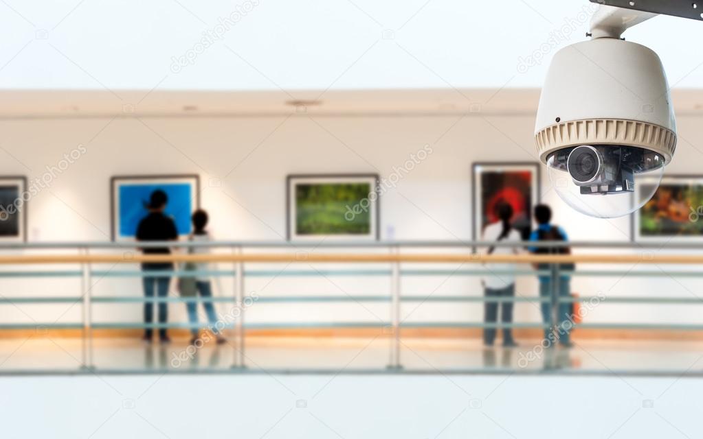 CCTV Camera Operating inside an art gallery or museum