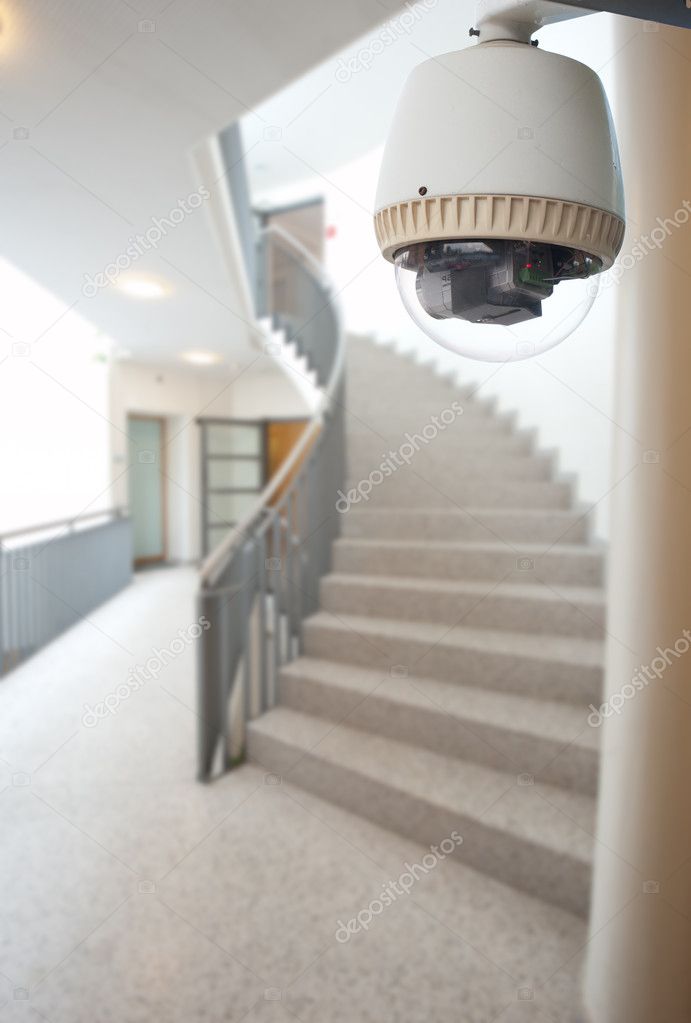 CCTV Camera Operating in fire exit stairway