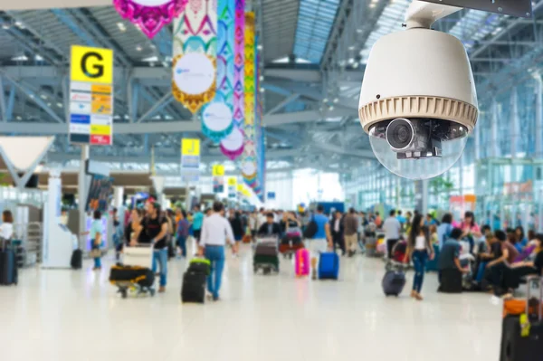 CCTV camera or surveillance operating in air port — Stock Photo, Image