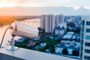 CCTV Camera or surveillance Operating on apartment or condominiu clipart