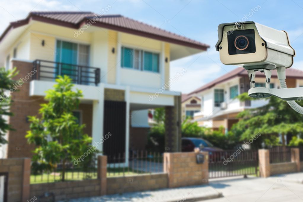 Cctv Camera With House And Village In Background Stock Photo Image By C Stnazkul 47685077