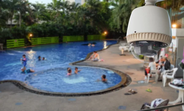 CCTV Camera or surveillance Operating on swimming pool — Stock Photo, Image
