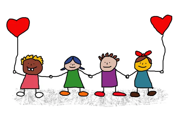 çocuklar çizim - Sevgililer günü
