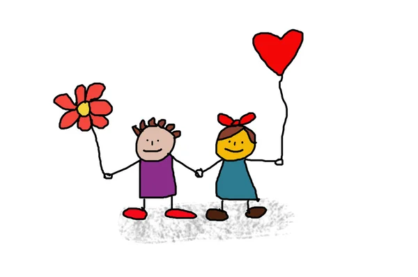 çocuklar çizim - Sevgililer günü