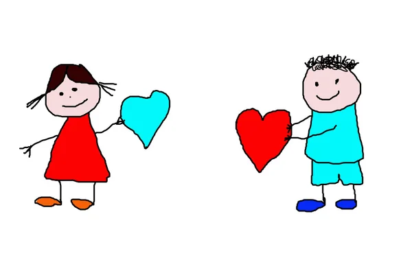 çocuklar çizim - Sevgililer günü