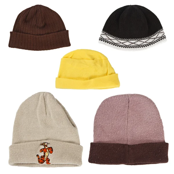Samling av vintern hattar — Stockfoto