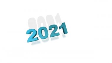 Yüksek kaliteli yeni yıl animasyon şovu. Metin 2021 2022 'ye geçiyor. Mutlu yıllar konsepti. 4k UHD çözünürlüğü