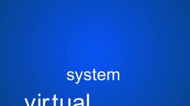 Artificial intelligence words cloud animation on blue background. 4 k resolution. 