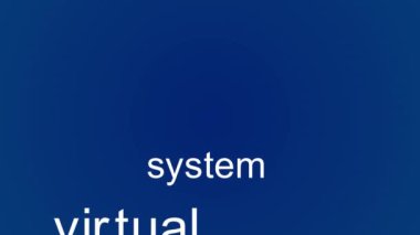 Artificial intelligence words cloud animation on blue background. 4 k resolution, 50 fps.