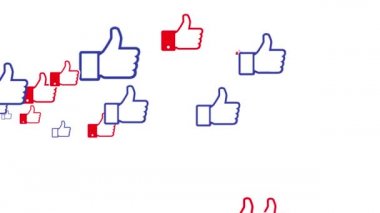 Social media Like symbol Animation with red an blue border on white  background. 4 k resolution.