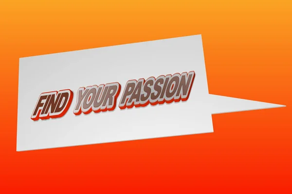 Inspirational Motivational Quote Find Your Passion Speech Bubble Red Orange — Stock fotografie