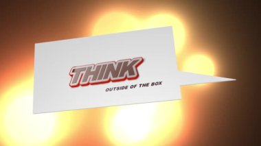 Inspirational motivational quote Think outside of the box, with speech bubble, on red and orange abstract animation background. 