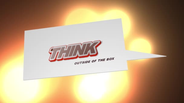 Inspirational Motivational Quote Think Box Speech Bubble Red Orange Abstract — Vídeo de stock