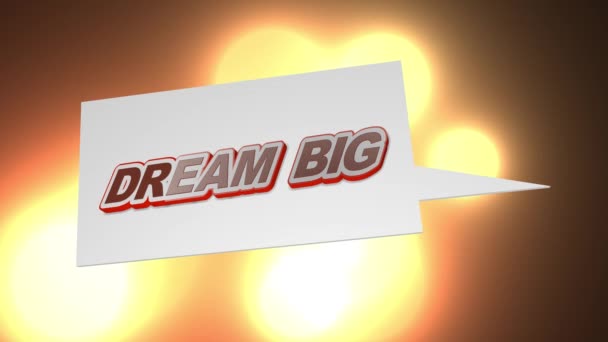 Натхнення Мотиваційна Цитата Dream Big Мовною Бульбашкою Червоному Помаранчевому Абстрактному — стокове відео