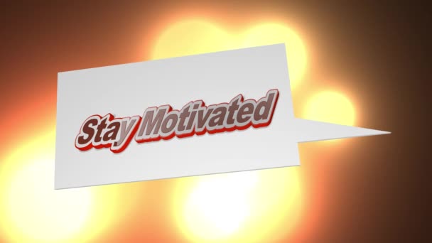 Inspirational Motivational Quote Stay Motivated Speech Bubble Red Orange Abstract — Αρχείο Βίντεο