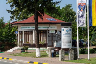 Novaci, Gorj County, Romania  July 24, 2022:  The tourist information center in Novaci, Gorj, Romania
