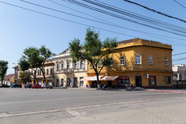 Hunedoara, Hunedoara County - July 22, 2022:  Old buildings in the old area of the city Hunedoara, Transylvania, Romania. 