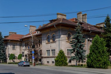 Hunedoara, Hunedoara County - July 22, 2022: Building of City Hall in Hunedoara, Transylvania, Romania.