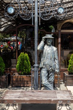 Hunedoara, Hunedoara County - July 22, 2022:  Vintage restaurant in the  center of Hunedoara, Transylvania, Romania. The restaurant is decorated in a vintage style.