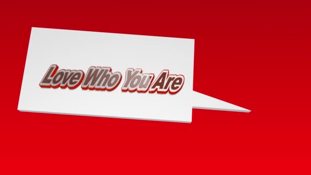 Animation Inspirational Motivational Quote Love Who You Speech Bubble Red — Αρχείο Βίντεο