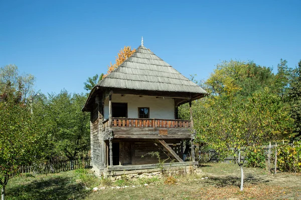 Curtisoara Roumanie Octobre 2021 Ancienne Maison Bois Style Roumain Traditionnel — Photo