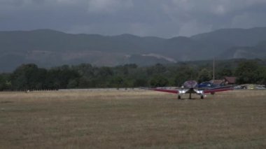 Stanesti, Gorj, Romania  August 27, 2022: Sports light aircraft at the aviation rally, Stanesti aerodrome, Gorj, Romania