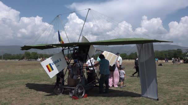 Stanesti Gorj Romania August 2022 Replica Vuia Plane Aviation Rally — Stok Video