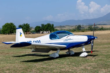 Stanesti, Gorj, Romania  August 27, 2022: Sports light aircraft at the aviation rally, Stanesti aerodrome, Gorj, Romania
