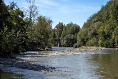 Romanya 'nın Jiu, Gorj kentinin yukarısındaki manzara