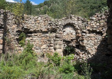 Romanya 'nın Bumbesti-Jiu kentindeki eski Visina manastırının kalıntıları.