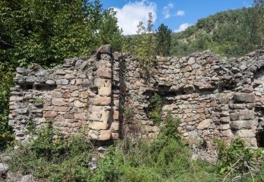 Romanya 'nın Bumbesti-Jiu kentindeki eski Visina manastırının kalıntıları.