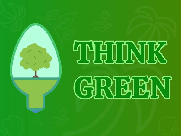 Ispirazione Citazione Motivazionale Think Green Sfondo Verde Astratto — Foto Stock
