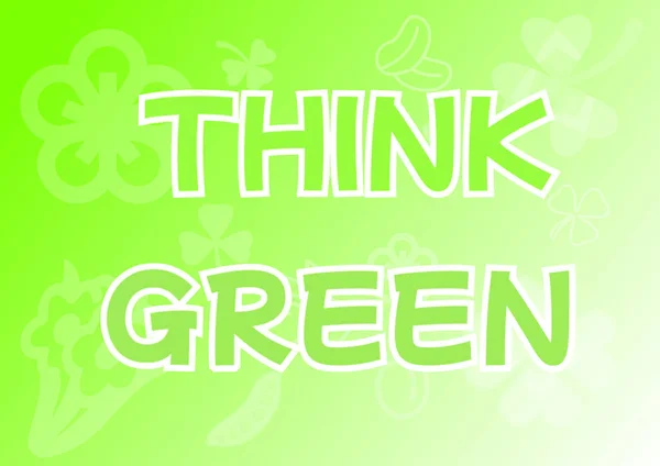 Citação Motivacional Inspiradora Think Green Fundo Verde Abstrato — Fotografia de Stock