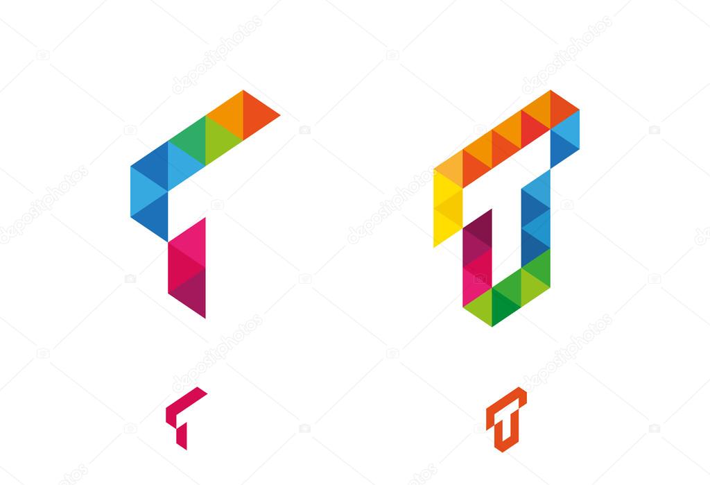 Vector illustration of abstract icons based on the letter T