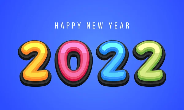 Vector Happy New Year 2022 Kartu Ucapan Manis Untuk Anak - Stok Vektor