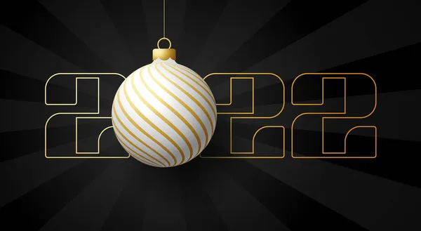 2022 Nou Fericit Felicitări Lux Minge Albă Aurie Crăciun Fundalul — Vector de stoc
