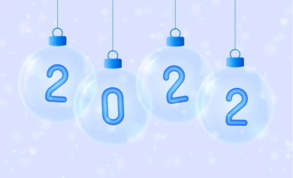2022 Nou Fericit Numărul Albastru Bauble Sticlă Crăciunul Sărbătorește Petrecerea — Vector de stoc