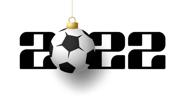 2022 Nou Fericit Felicitări Sportive Fotbal Auriu Minge Fotbal Fundalul — Vector de stoc