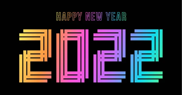 Bonne Année 2022 Numéro Holographique 2022 Hologramme Gras Nouvel Noël — Image vectorielle