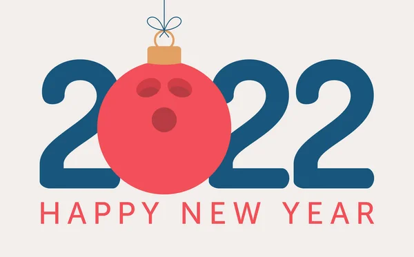 2022 Happy New Year Bowling Ilustrație Vectorială Stil Plat Sport — Vector de stoc