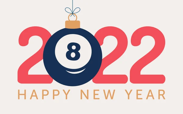 2022 Happy New Year Biliard Vector Ilustrație Stil Plat Sport — Vector de stoc