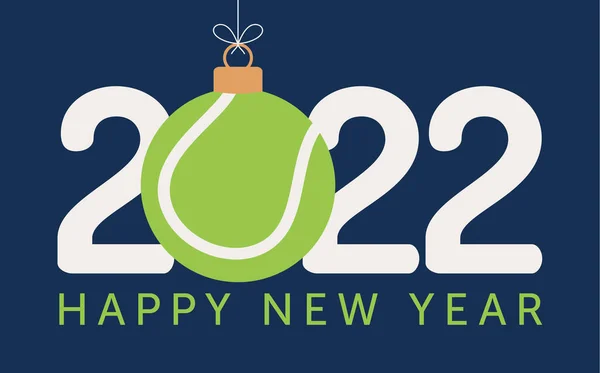 2022 Šťastný Nový Rok Tenisový Vektor Ilustrace Plochý Styl Sport — Stockový vektor