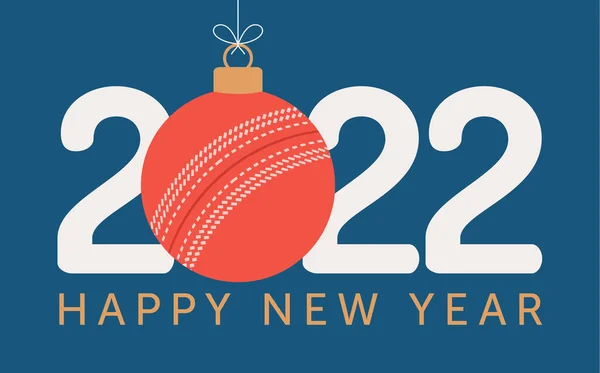 2022 Happy New Year Cricket Ilustrație Vectorială Stil Plat Sport — Vector de stoc