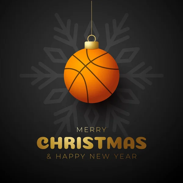 Basketbal Veselé Vánoce Šťastný Nový Rok Luxusní Sportovní Přání Basketbal — Stockový vektor